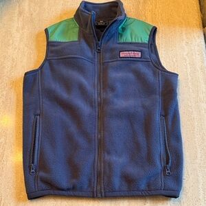 Vineyard Vines Kids Navy and Green Fleece Vest